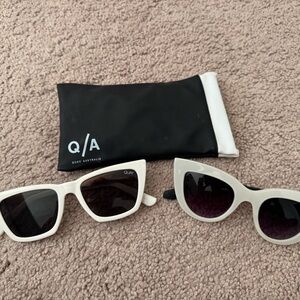 Quay Australia Cream Sunglasses with Black Case